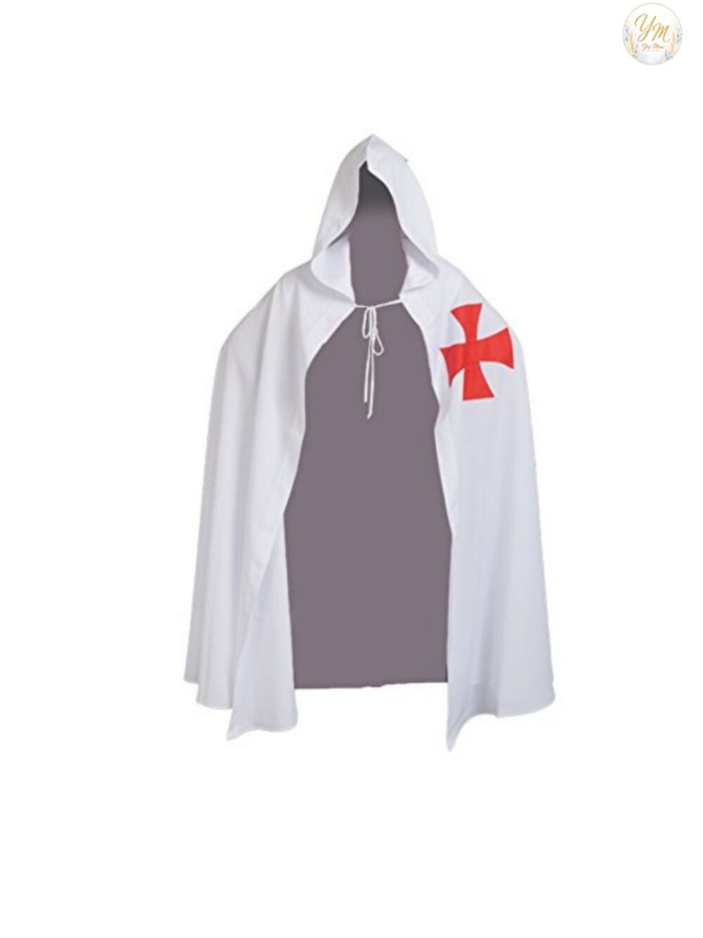 Medieval Templar Knight Hooded Cloak Polyester Cosplay Cape LARP Costume Robe